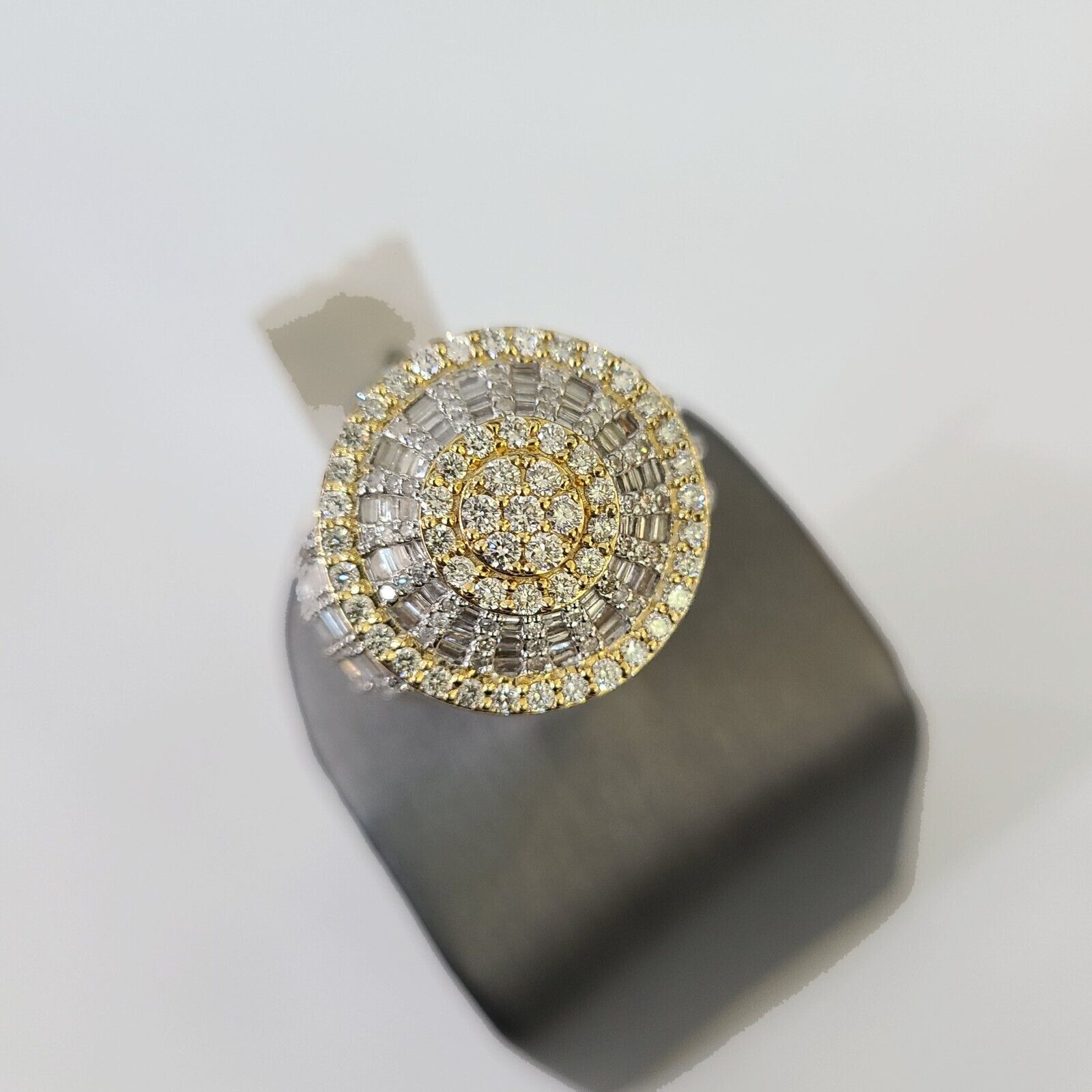 Real 10k Yellow Gold Diamond Mens Ring Band Wedding Casual Genuine Natural - GoldenlinQ